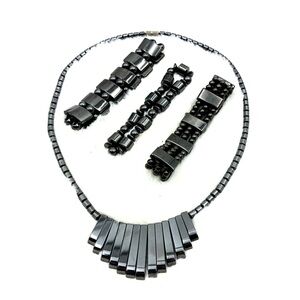 Black Magnetic Necklace and Bracelet Set of 3